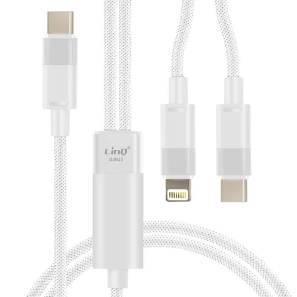 USB-C till Lightning-laddningskabel - LINQ - 60W - 1,2 m - Apple-kompatibel - Snabbladdning Vit