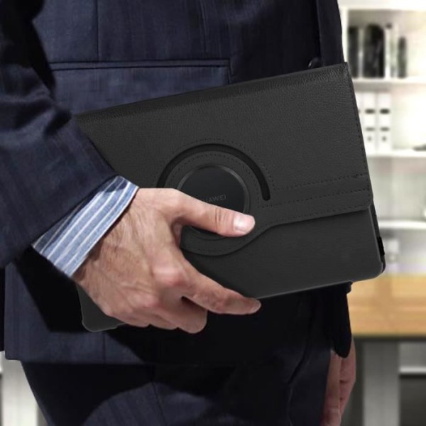 Etui - AVIZAR - Mediapad T5 10'' - Fuld beskyttelse - 360° roterende støtte - Sort Svart