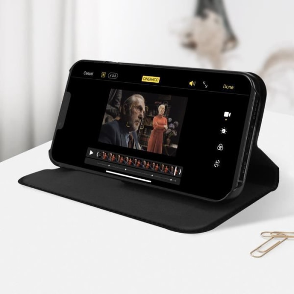 iPhone 13 Pro Max Etui - AKASHI - Øko-læder sort - Kortopbevaring - Video støtte Svart
