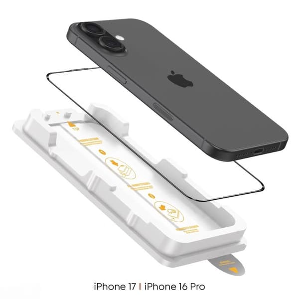 Härdat glas för iPhone 17 / 16 Pro Stötsäker med installationskit Magic Box Zanaé Transparent Vit