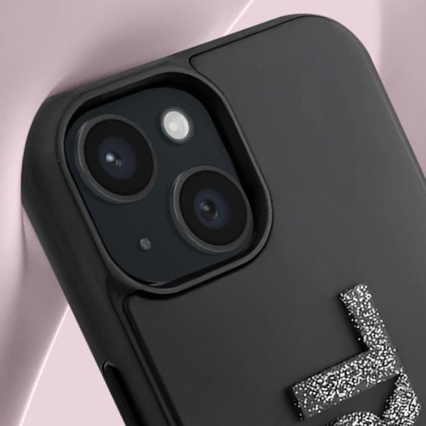 Cover til iPhone 15 Plus - KARL LAGERFELD - Bi-materiale lædereffekt bagside - Hævede kanter - Sort Svart