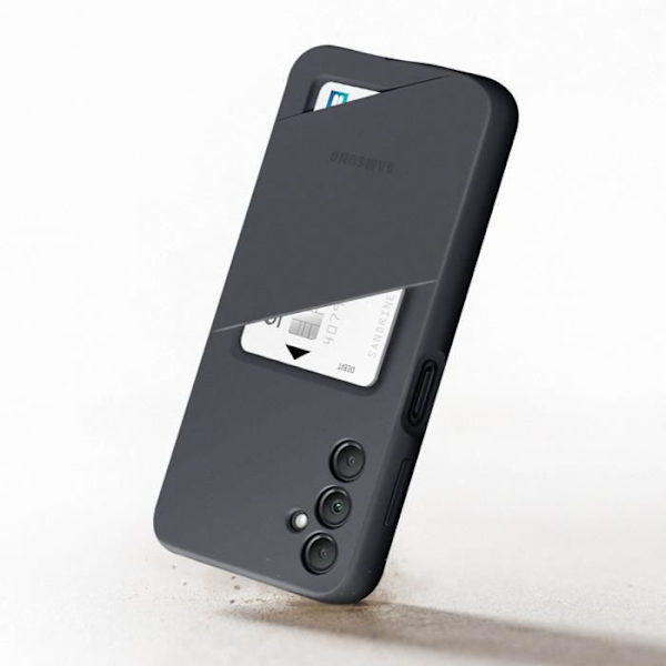 Original Samsung A14 4G og 5G Silikone Case Kortholder Slot Card Sort Svart
