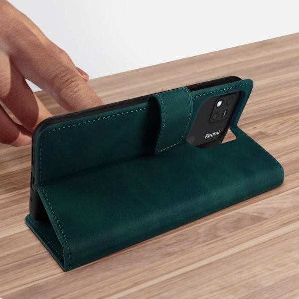 Plånbok foliofodral till Xiaomi Redmi 10A - AVIZAR - matt grön - fullt skydd Grön
