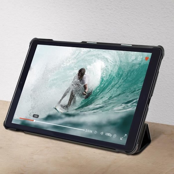 Fodral - AVIZAR - Tab M8 - Ekologiskt läder - Videostöd - Tangentbord - Smal design Svart Svart