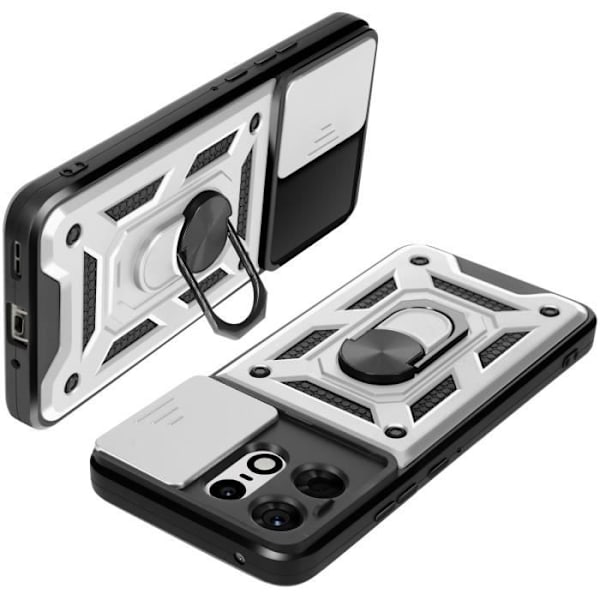 Coque för Motorola Edge 50 Pro Ring Stöd Kamera Skydd Glidande Silver Grå