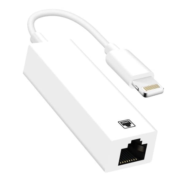 Ethernetadapter RJ45 - Apple - iPhone - Hastighet 10-100 Mbps - Plug and Play - Kompakt