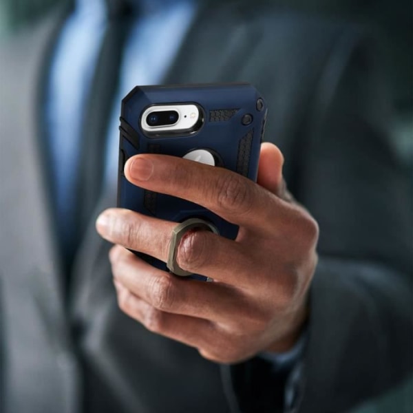 Coque - AVIZAR - iPhone 6/6S/7/8 Plus - Hybrid - Stöd Ring - Mörkblå Midnattsblå