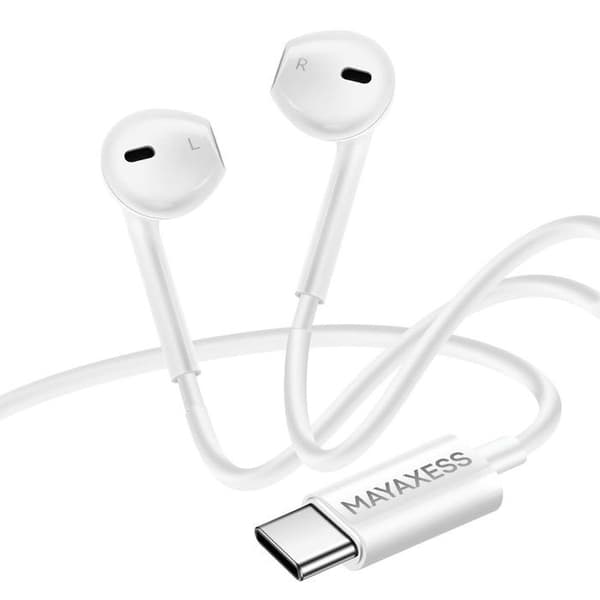 Hörlurar - MAYAXESS - iPhone 17 - USB-C - Inbyggd mikrofon - Vit Vit