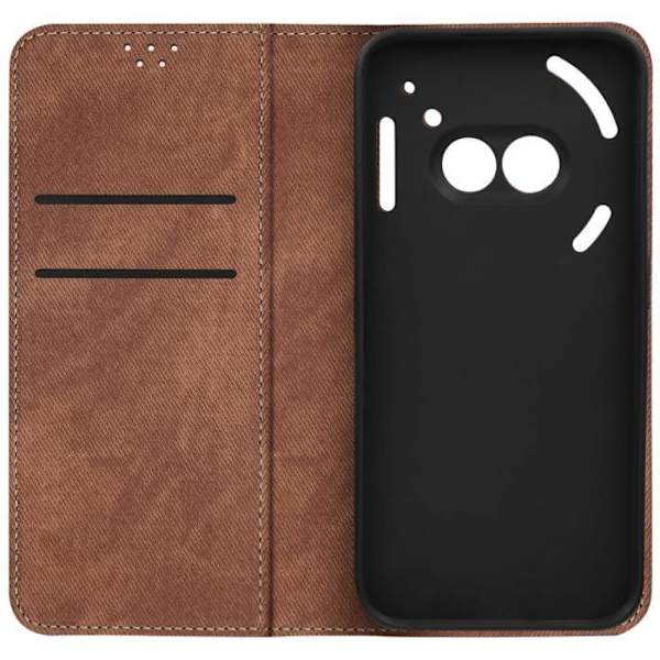 Étui AVIZAR för Nothing Phone 2a Textur Denim Fodral Plånbok och Stativ Brun kastanj