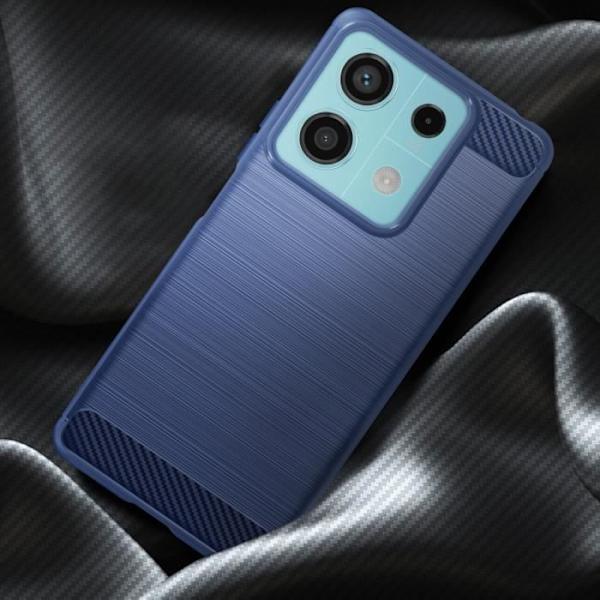 Etui til Xiaomi Redmi Note 13 5G Flexible Carbon og børstet effekt blå