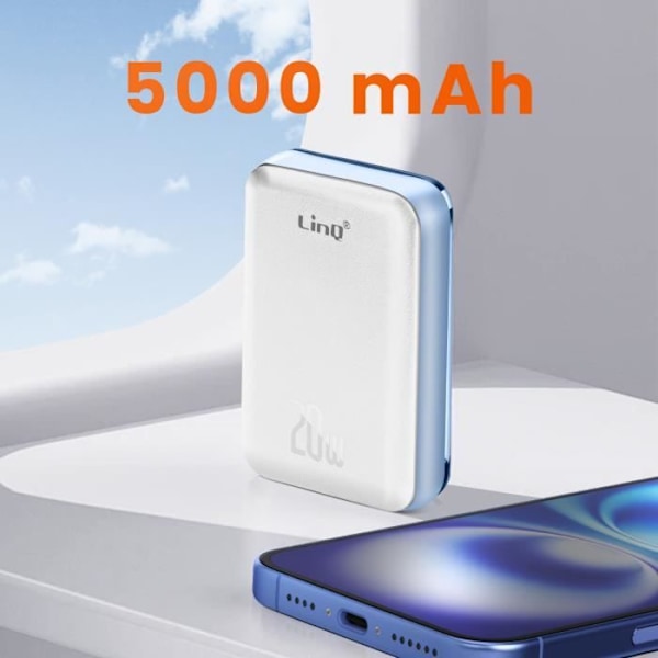 Backup batteri MagSafe 5000 mAh 15W Kompakt LinQ Hvid