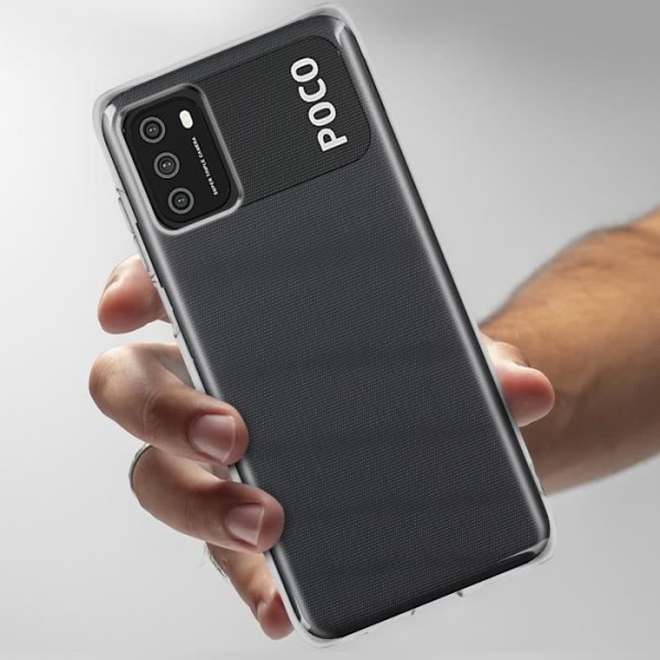 Beskyttelsesskal - Xiaomi - Poco M3 - Blødt silikone - 9H hærdet glas - Gennemsigtig Transparent