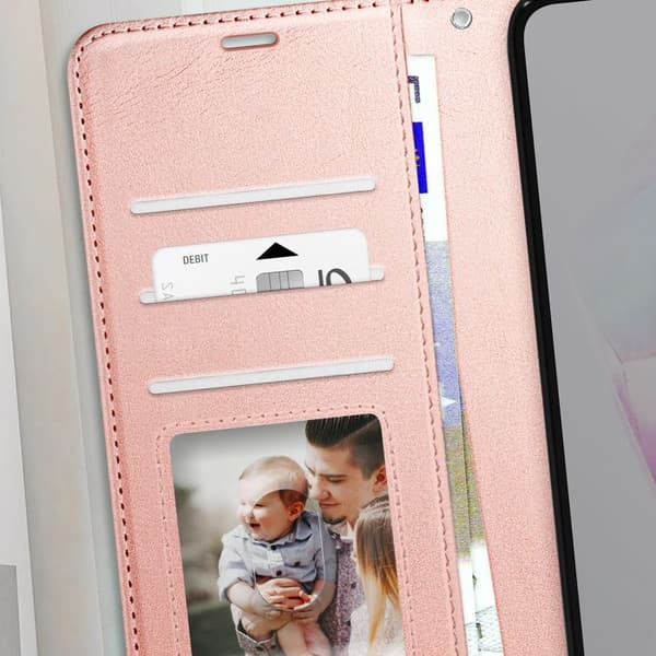 Pungetui til Galaxy A37 med håndledsrem og standfunktion Mayaxess Rosé champagne Ros