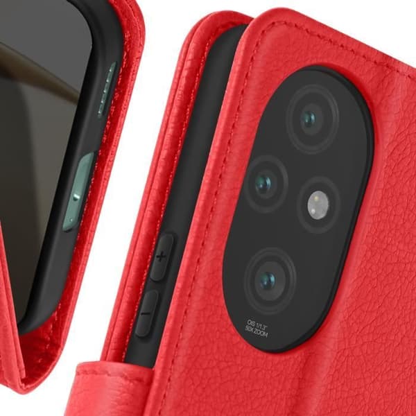 Etui til Honor 200 Pro - AVIZAR - Wallet Flip og Video Support - Rød Röd