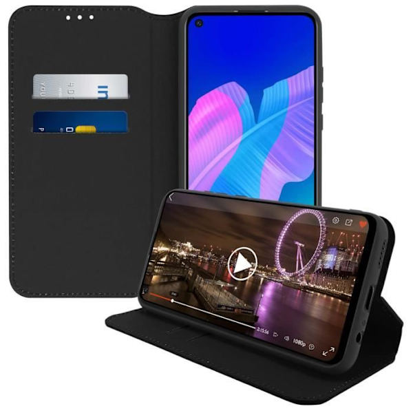Housse - Huawei - P40 Lite E - Etui Folio - Øko-læder - Sort - Støttefunktion Svart
