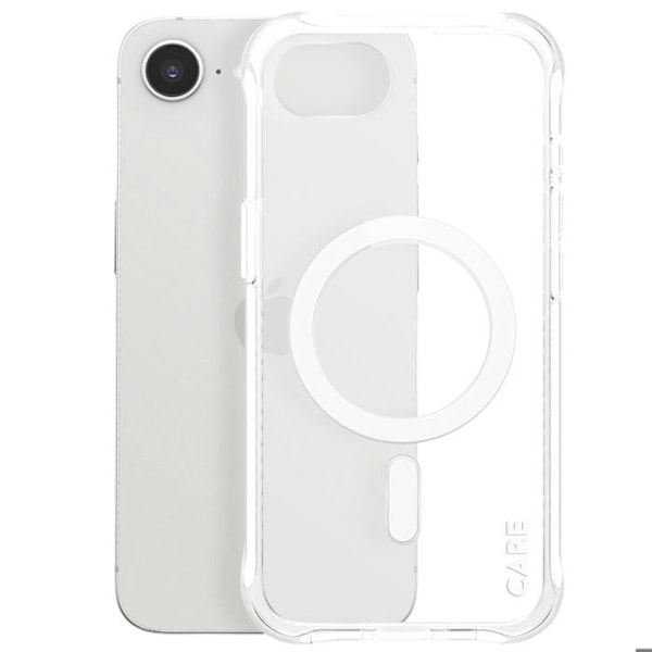 Coque MagSafe til iPhone 16e Silikone Anti-Fald 2.4m Samba Panzer Glas Transparent Vit