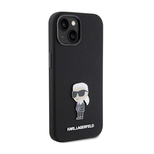 Karl Lagerfeld Silikone Ikonik Metal Pin - iPhone 15 etui (sort)