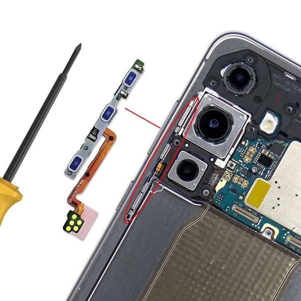 Erstatningsknap til strøm og lydstyrke til Galaxy S25 FE Samsung Service Pack Multifarvet Svart