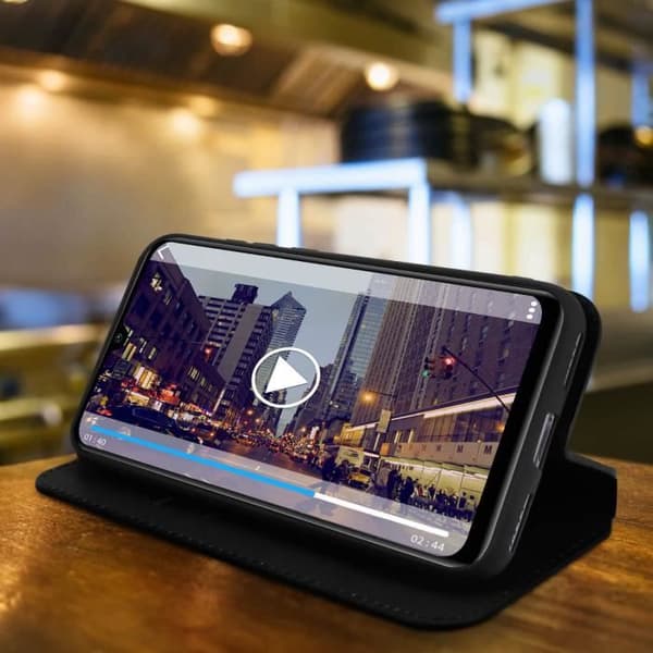 Housse - AVIZAR - Xiaomi Mi A3 - Folio Wallet Case - Øko-læder Sort - Støttefunktion Svart