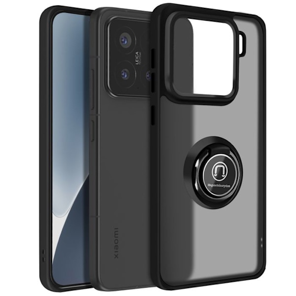 Cover til Xiaomi 15, magnetisk ring, gennemsigtig bagside, sort Svart