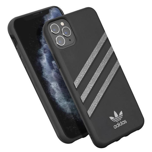 Cover til iPhone 11 Pro Max Raised Edges 3 Stripes Adidas Sort / Sølv
