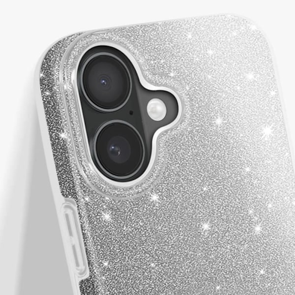 Glitteret Cover - iPhone 16 Plus - Stødabsorberende - Glamour Design - Glitrende Finish Grå