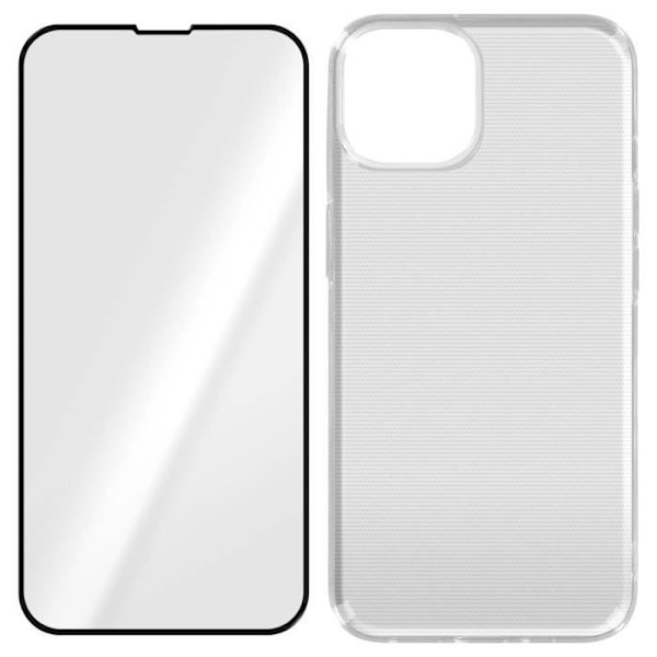 Mjukt fodral + glas iPhone 14 Pro Black Protection Pack