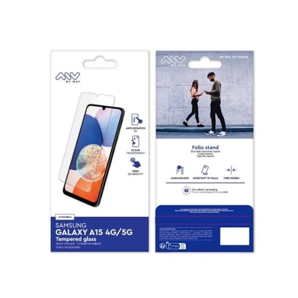 Suojakotelo Samsung Galaxy A35 5G:lle - MY WAY - Foliojalusta - Musta - Kova kuori - Kiiltävä ulkonäkö Svart