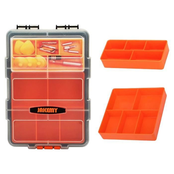 Plast opbevaringsboks til spidser/komponenter 10 rum Jakemy Orange