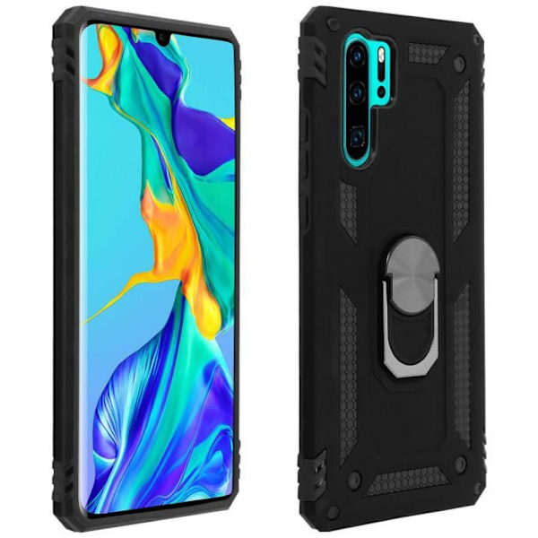 Coque - AVIZAR - P30 Pro - Bi-material - Hållring - Svart videostöd Svart