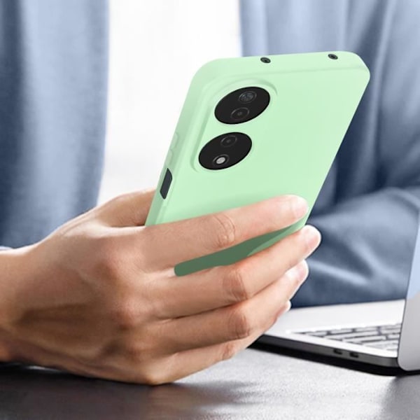 Taske til Honor 90 Smart - AVIZAR - Silikone Soft-touch finish - Bleggrøn - Håndledsrem inkluderet Grön