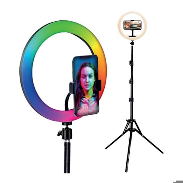 Kit Influence XL Lysring 26 cm med Tripod 1,6 m BigBen Connected Hvid Sort