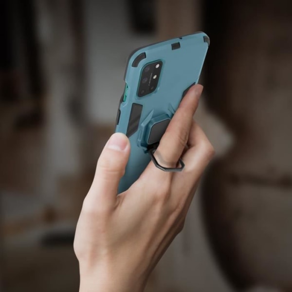 Coque - OnePlus - 8T - Stødabsorberende - Metalring - Videostativ - Blå Blå