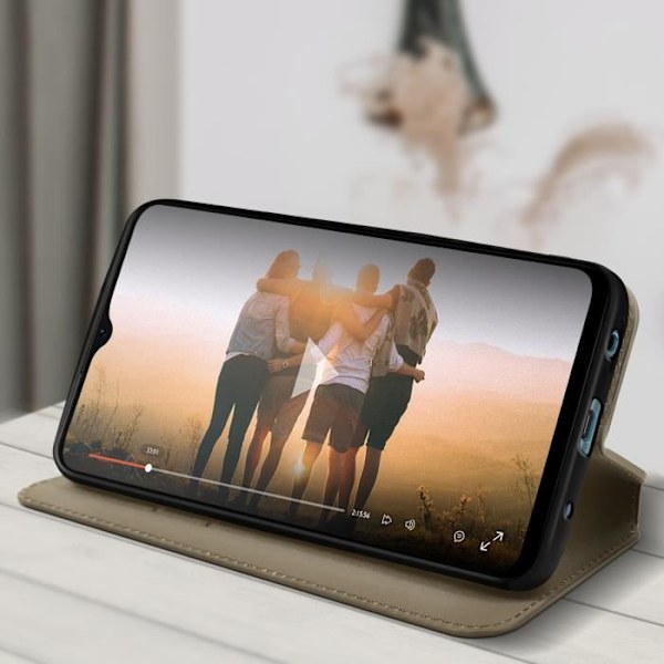 AVIZAR etui til Xiaomi Redmi A1 2022 - Flip Wallet Video Support - Gylden farve gyllene