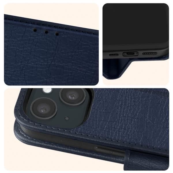 Taske til iPhone 15 Plus - AVIZAR - Chesterfield - Standfunktion - Blå Blå