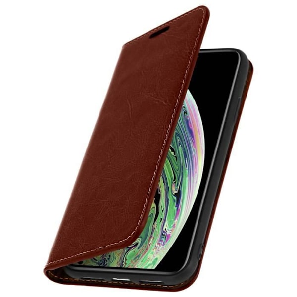 iPhone XS Max Fodral - Apple - Läder Plånboksfodral - Brun - Video Stöd - 3 Kortfack kastanj