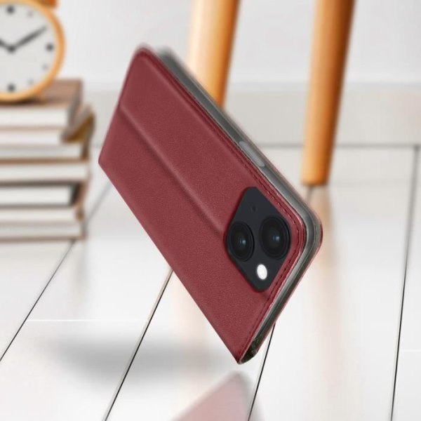 iPhone 14 cover - AVIZAR - Kortholder, Video Support, Magnetisk - Burgundy Bordeaux