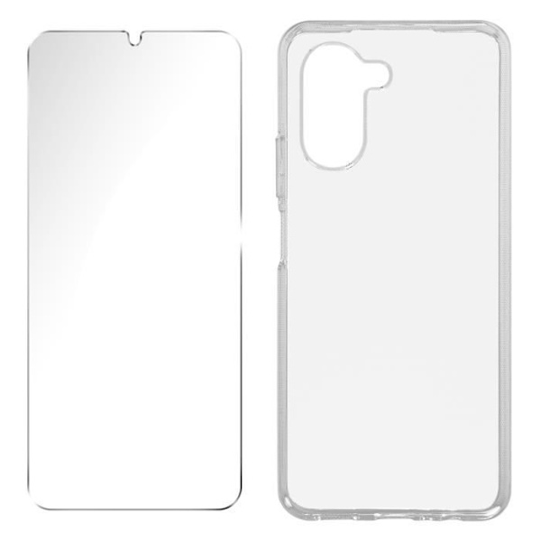 Skyddspaket - MYWAY - Realme C33 - Gel silikonfodral - 9H härdat glas - Transparent Vit