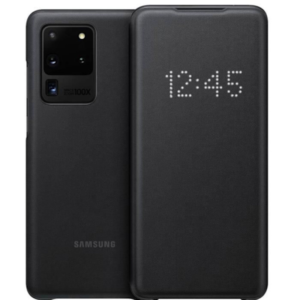 Etui - Samsung - Galaxy S20 Ultra - Gennemsigtig Klap - Led View Cover - Sort Svart