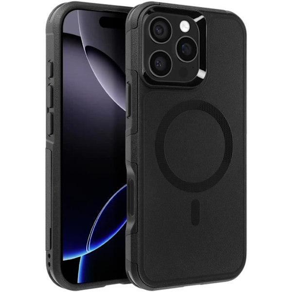 MagSafe-kotelo iPhone 16 Pro Max -puhelimelle iskunkestävä korotetuilla reunoilla 4smarts Black Svart