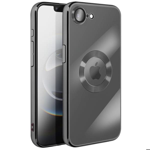 Coque til iPhone 16e med kromkant i blødt sort silikone Svart