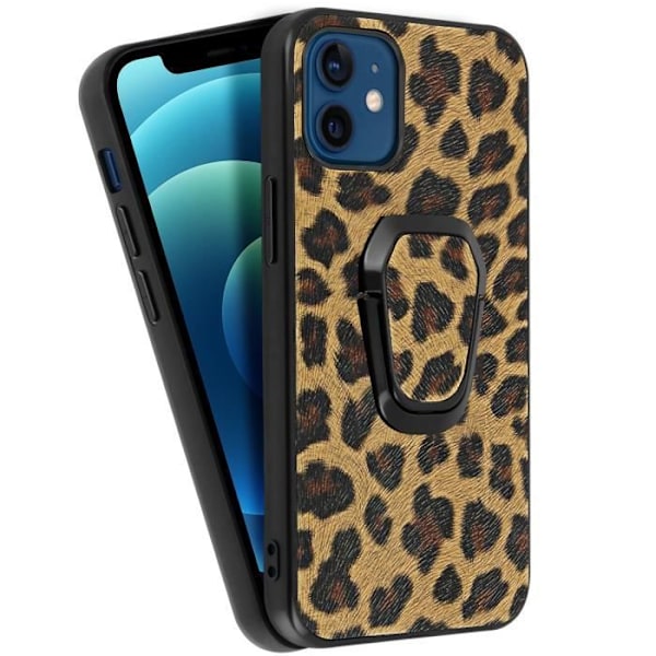 Etui - AVIZAR - iPhone 12 Mini - Leopard print - Stand funktion - Specialfremstillet - Brun kastanj