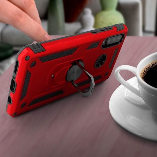 Coque - AVIZAR - P30 Lite - Bi-materialer - Holdring - Röd videostativ Röd