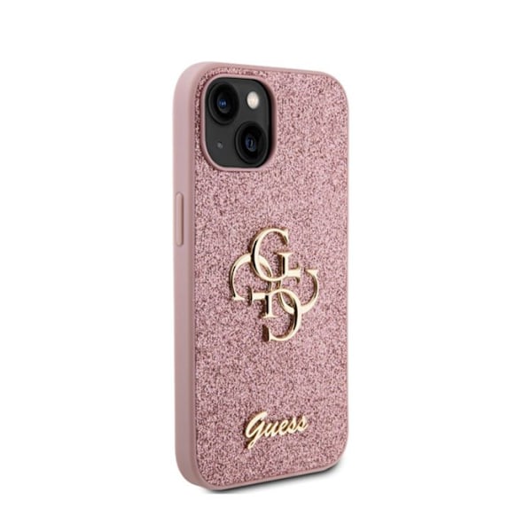 iPhone 15 - Guess Glitter Script Big 4G (GUHCP15SHG4SGP) - Vaaleanpunainen rosa