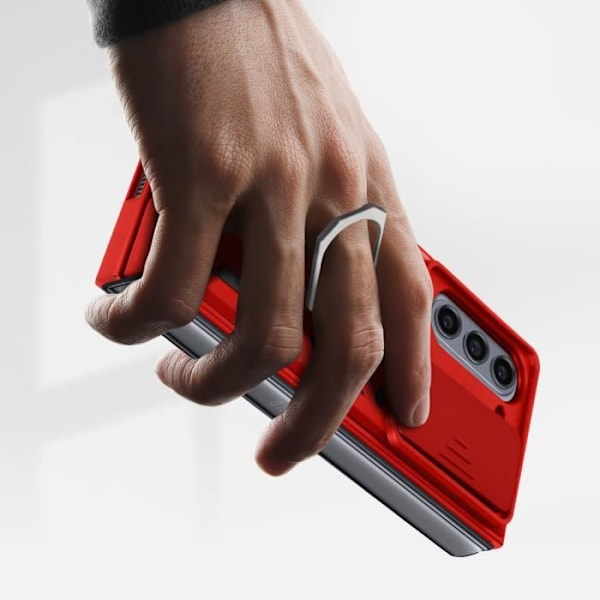 Stötsäkert fodral för Samsung Galaxy Z Fold 5 skjutbara kameraskydd Röd ring Röd