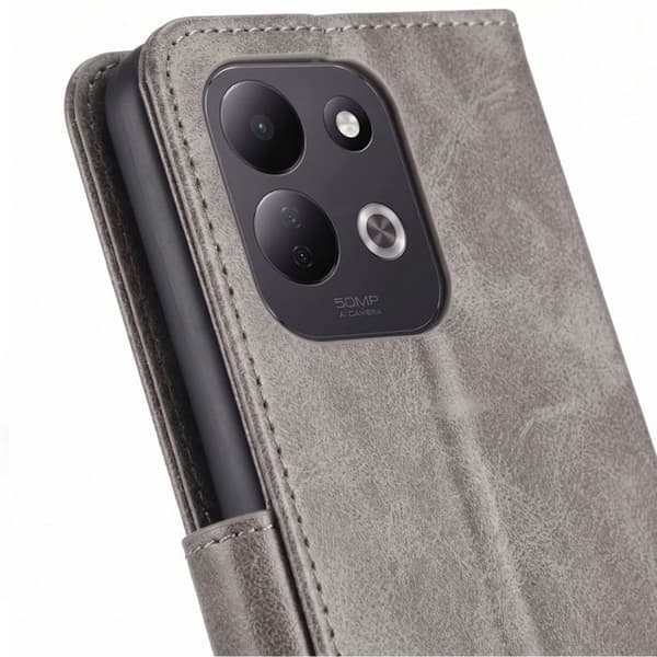 Foliofodral för Redmi 17, Patinerad finish med Stöd och Rem Grå Grå