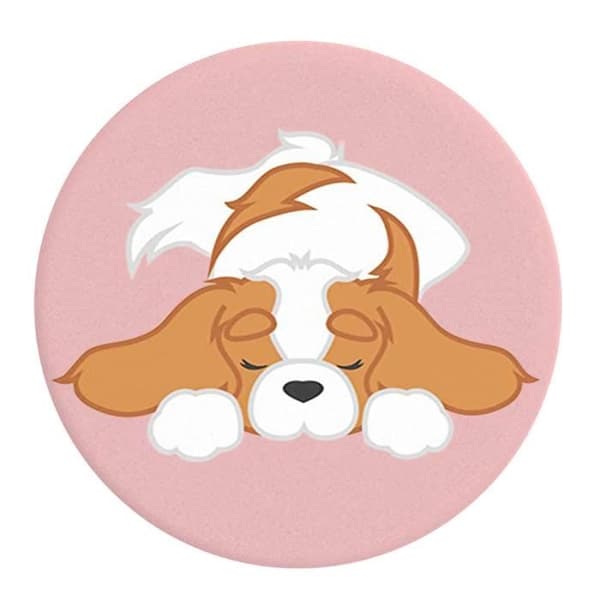 Ring och universal stöd - POPSOCKETS - Pupper Napper - Utdragbar - Video stöd - Vit/Rosa Vit/rosa
