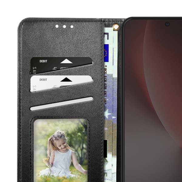 Folio Wallet Case til Honor Magic 8 Lite med Håndledsrem og Kortholder Sort Svart