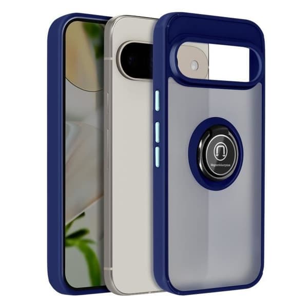 Coque för Google Pixel 9 och Pixel 9 Pro med Videostöd RIng Blå Natt Blå
