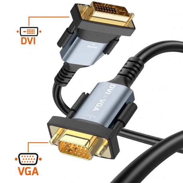 DVI til VGA Video Adapterkabel 1,8m Full HD 1080p LinQ Sort